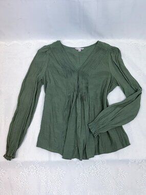 Nanette Lepore Women's Prairie Sage Pintucked Cottagecore Top Medium